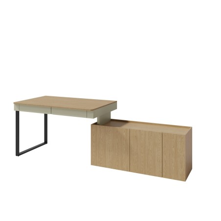 LUCA 10 Moderner Schreibtisch L/R 125 cm mit Schrank für Jugendzimmer, Eukalyptus / Eiche Baltic