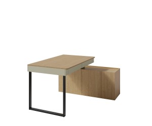 LUCA 10 Eckschreibtisch L/R 125 cm mit Schrank für Jugendliche, Eukalyptus / Eiche Baltic