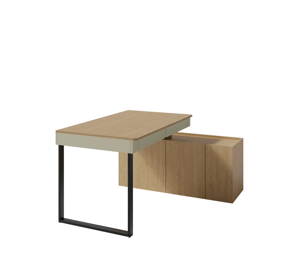 LUCA 10 Eckschreibtisch L/R 125 cm mit Schrank für Jugendliche, Eukalyptus / Eiche Baltic
