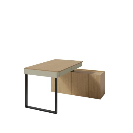 LUCA 10 Eckschreibtisch L/R 125 cm mit Schrank für Jugendliche, Eukalyptus / Eiche Baltic