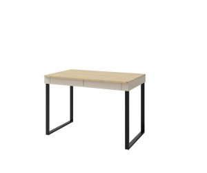 LUCA 11 Moderner Schreibtisch 125 cm mit Schubladen für Jugendzimmer, sandbeige / Eiche geölt