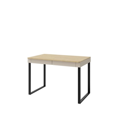 LUCA 11 Moderner Schreibtisch 125 cm mit Schubladen für Jugendzimmer, sandbeige / Eiche geölt
