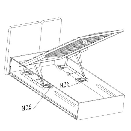 LUCA 13 Jugendbett 90x200 cm mit Bettkasten, gepolstertes Kopfteil, sandbeige