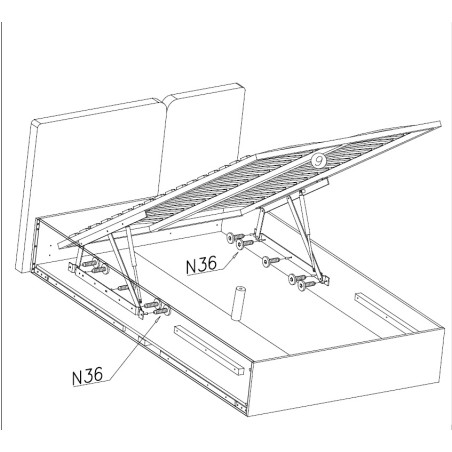 LUCA 14 Jugendbett 120x200 cm mit Bettkasten, gepolstertes Kopfteil, sandbeige