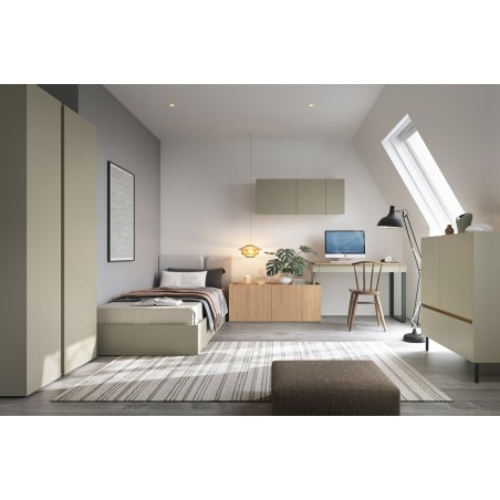 LUCA Modernes Möbelset für Jugendzimmer (5-tlg.), Eukalyptus / Eiche Baltic