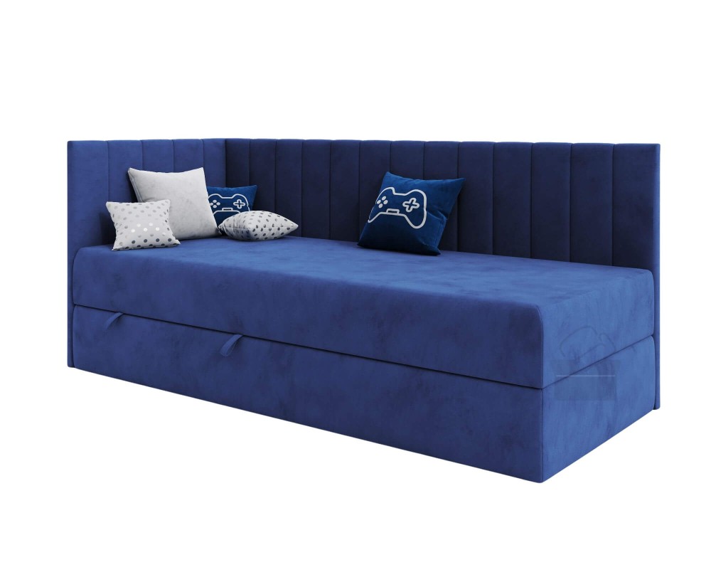 Jugendbett 80x180 cm, Polsterbett, Einzelbett mit Bettkasten, INTARO A27