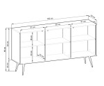 Kommode 160 cm für Wohnzimmer, goldfarbene Füße, 2 Farbvarianten, FIORI Kommode 160 cm für Wohnzimmer, goldfarbene Füße, 2 Farbvarianten, FIORI