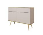 Kommode 107 cm zweitürig mit 2 Schubladen, goldfarbene Füße, 2 Farbvarianten, FIORI