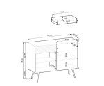Kommode 107 cm zweitürig mit 2 Schubladen, goldfarbene Füße, 2 Farbvarianten, FIORI