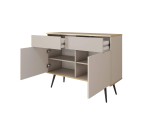 Kommode 107 cm zweitürig mit 2 Schubladen, goldfarbene Füße, 2 Farbvarianten, FIORI