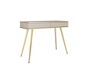 Stilvoller Schminktisch mit 2 Schubladen, goldfarbene Beine, 2 Farbvarianten, FIORI