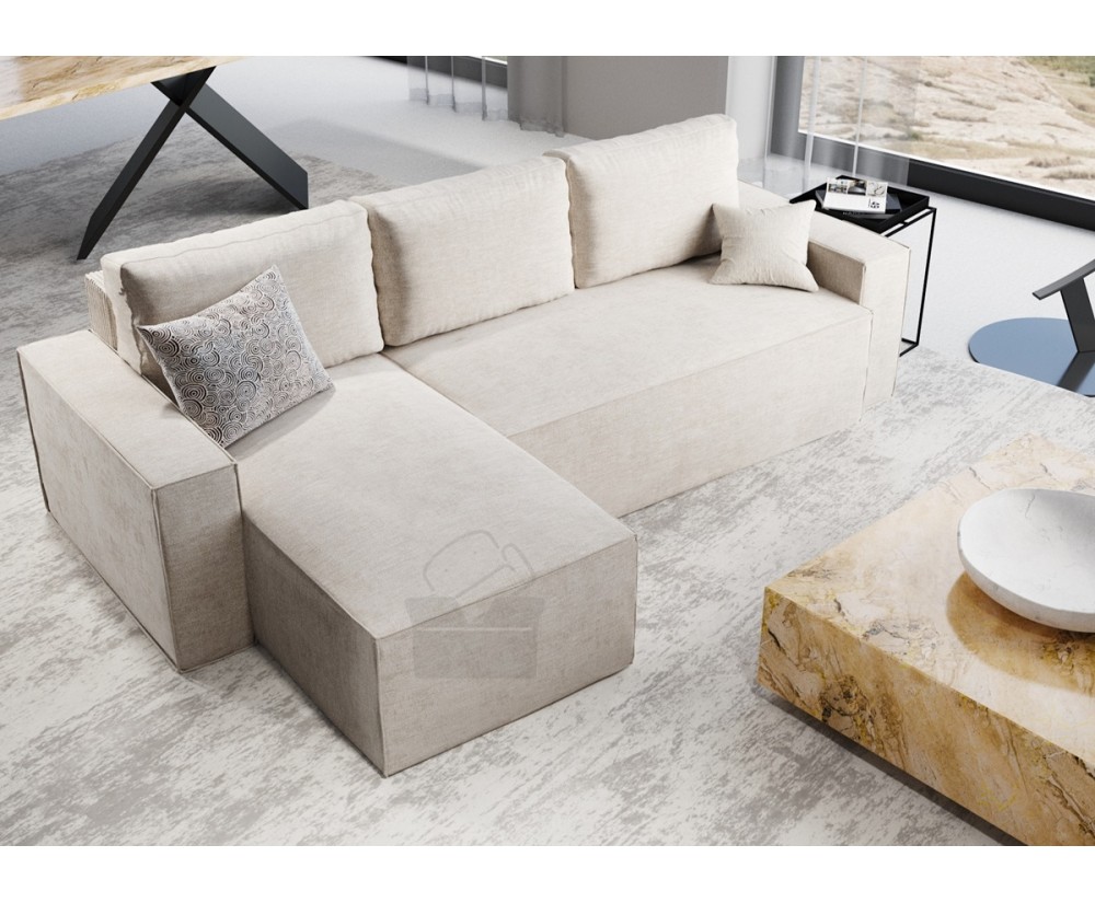 Ecksofa in L-Form mit Schlaffunktion und Bettkasten, Stoff WIND, NESTO N1