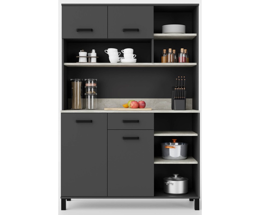 Küchenbuffet 120 cm, Küchenschrank Anthrazit, PERY