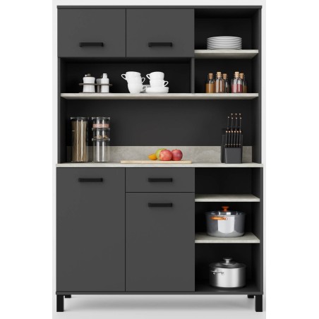Küchenbuffet 120 cm, Küchenschrank Anthrazit, PERY