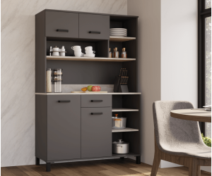 Küchenbuffet 120 cm, Küchenschrank Anthrazit, PERY