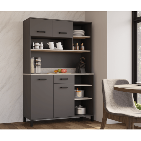 Küchenbuffet 120 cm, Küchenschrank Anthrazit, PERY