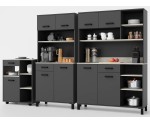 Küchenbuffet 120 cm, Küchenschrank Anthrazit, PERY