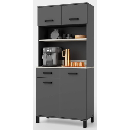 Buffetschrank 80 cm, Küchenbuffet Anthrazit, PERY
