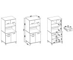 Buffetschrank 80 cm, Küchenbuffet Anthrazit, PERY