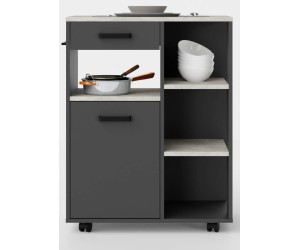 Küchenschrank 80 cm auf Rollen mit Arbeitsplatte, Anthrazit versandbereit, PERY