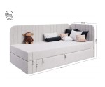 Einzelbett 80x180 cm für Kinderzimmer, mit Bettkasten, abgerundete Seitenteile, INTARO A28