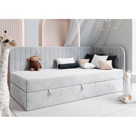 INTARO A28 Einzelbett 80x180 cm für Kinderzimmer, mit Bettkasten, abgerundete Seitenteile