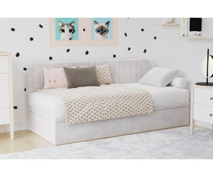 ANTOS 1R Polsterbett 90x200 cm für Jugendzimmer, Seitenblende abgerundet