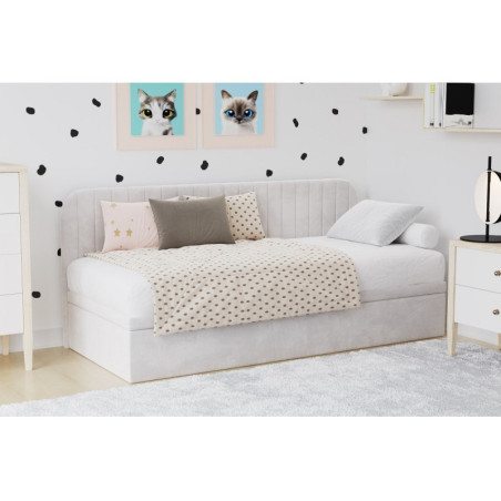 ANTOS 1R Polsterbett 90x200 cm für Jugendzimmer, Seitenblende abgerundet