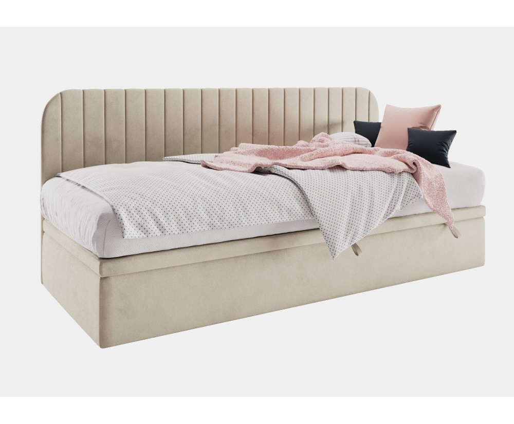 Modernes Polsterbett 120x200 cm mit abgerundeter Seitenblende, ANTOS 1R Modernes Polsterbett 120x200 cm mit abgerundeter Seitenblende, ANTOS 1R