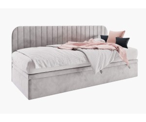 Bequemes Kinderbett 80x200 cm mit Bettkasten, Seitenblende abgerundet, ANTOS 1R