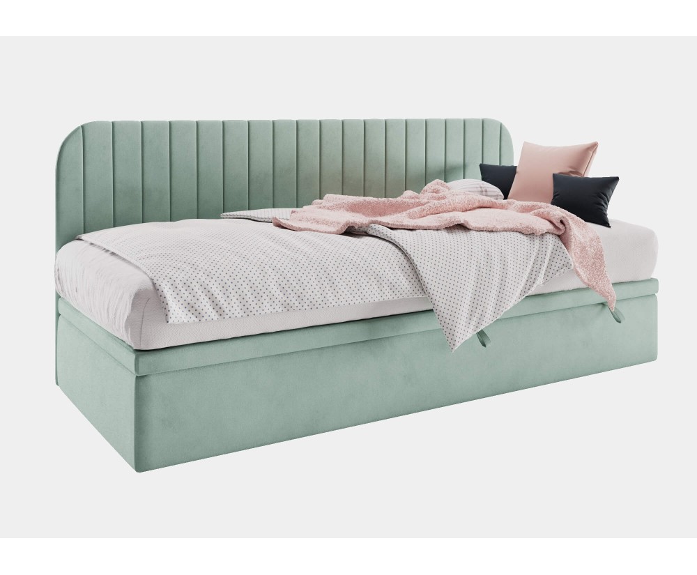 Polsterbett 90x200 cm für Jugendzimmer, Seitenblende abgerundet, ANTOS 1R Polsterbett 90x200 cm für Jugendzimmer, Seitenblende abgerundet, ANTOS 1R