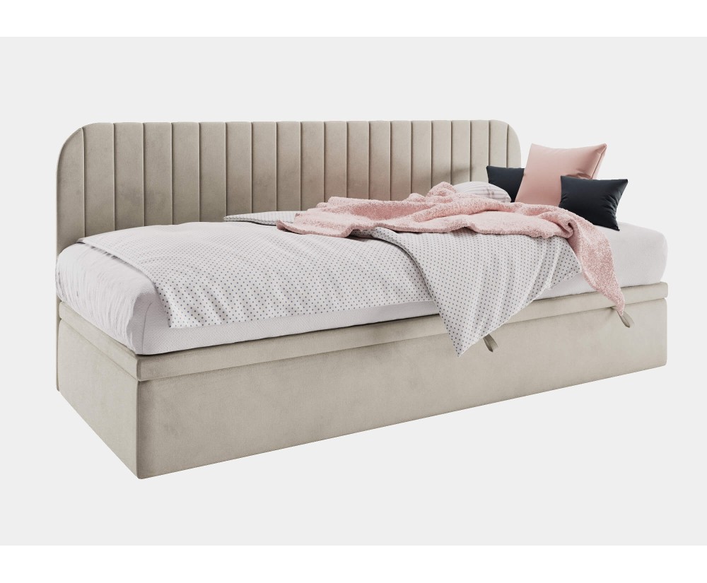 Polsterbett 90x200 cm für Jugendzimmer, Seitenblende abgerundet, ANTOS 1R Polsterbett 90x200 cm für Jugendzimmer, Seitenblende abgerundet, ANTOS 1R