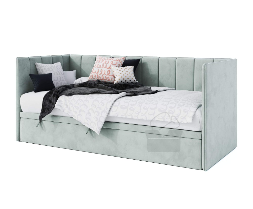 Kinderbett 80x200 cm mit Bettkasten, Einzelbett, Schlafsofa, MILENA 1R