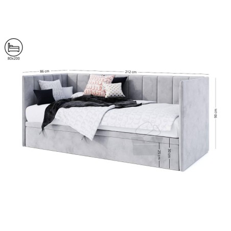 Kinderbett 80x200 cm mit Bettkasten, Einzelbett, Schlafsofa, MILENA 1R