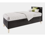 Einzelbett 100x200 cm für Kinderzimmer mit Bettkasten, Kopfteil und Holzfüßen, INTARO A8
