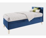Einzelbett 100x200 cm für Kinderzimmer mit Bettkasten, Kopfteil und Holzfüßen, INTARO A8