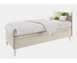 Einzelbett 100x200 cm für Kinderzimmer mit Bettkasten, Kopfteil und Holzfüßen, INTARO A8