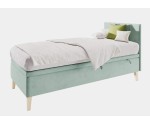 Einzelbett 100x200 cm für Kinderzimmer mit Bettkasten, Kopfteil und Holzfüßen, INTARO A8
