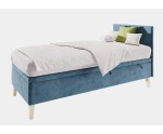 Einzelbett 100x200 cm für Kinderzimmer mit Bettkasten, Kopfteil und Holzfüßen, INTARO A8