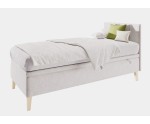 Einzelbett 100x200 cm für Kinderzimmer mit Bettkasten, Kopfteil und Holzfüßen, INTARO A8