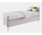 Einzelbett 100x200 cm für Kinderzimmer mit Bettkasten, Kopfteil und Holzfüßen, INTARO A8