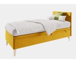 Einzelbett 100x200 cm für Kinderzimmer mit Bettkasten, Kopfteil und Holzfüßen, INTARO A8