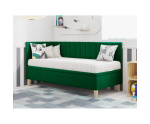 Jugendbett 90x200 cm mit Stauraum und Holzfüßen, Polsterbett INTARO A9