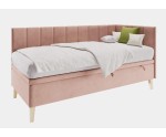 Jugendbett 90x200 cm mit Stauraum und Holzfüßen, Polsterbett INTARO A9