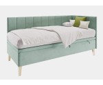 Jugendbett 90x200 cm mit Stauraum und Holzfüßen, Polsterbett INTARO A9