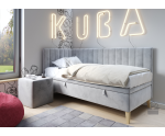 Eckbett 100x200 cm mit Bettkasten und gepolsterten Seitenteilen, Jugendbett INTARO A9