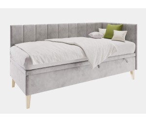 Eckbett 100x200 cm mit Bettkasten und gepolsterten Seitenteilen, Jugendbett INTARO A9