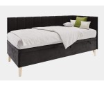 Eckbett 100x200 cm mit Bettkasten und gepolsterten Seitenteilen, Jugendbett INTARO A9