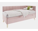 Eckbett 100x200 cm mit Bettkasten und gepolsterten Seitenteilen, Jugendbett INTARO A9