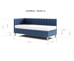 Eckbett 100x200 cm mit Bettkasten und gepolsterten Seitenteilen, Jugendbett INTARO A9